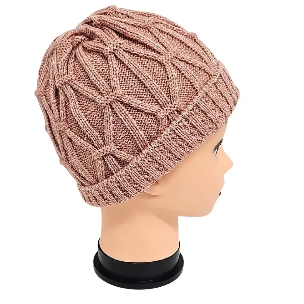 Women's Chic Blush Pink Knit Fall Winter Beanie Hat Skull Cap OSFM